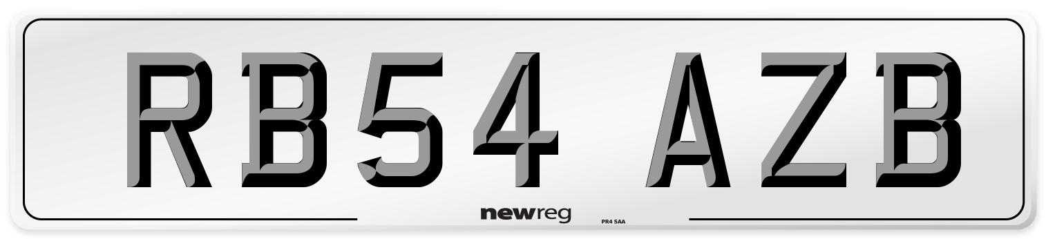 RB54 AZB Number Plate from New Reg